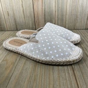 Torrid Women's Size 8.5WW Natural Polka Dot Canvas Espadrilles Slip On Shoes